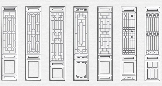 姚安常用中式仿古花窗图案隔断设计图